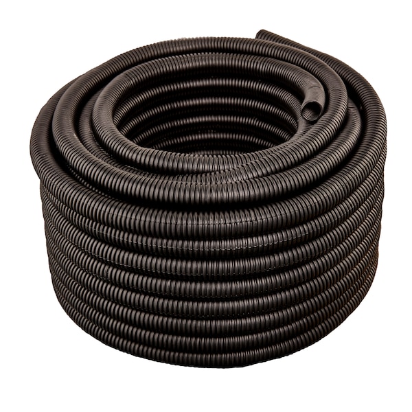 3/4"x100Ft Flexible Corrugated Black LDPE Split Tubing Wire Loom